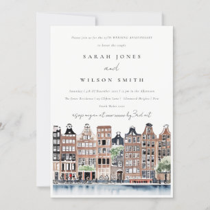 Elegant Amsterdam Dutch Canal Wedding Jubiläum Einladung