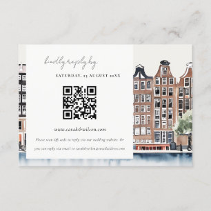 Elegant Amsterdam Dutch Canal Wedding QR Code UAWG Begleitkarte
