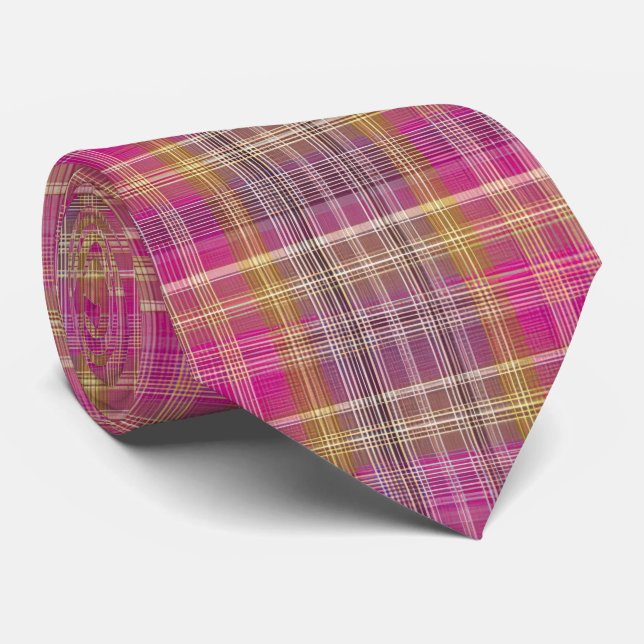 Elegant and classic Pink Plaid Gingham Pattern Krawatte (Gerollt)