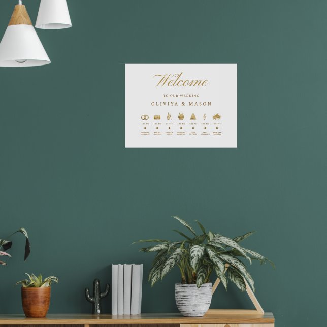 Elegant and Minimal Wedding Order of Events Sign  Poster (Wohnzimmer 1)