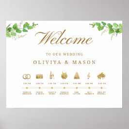 Elegant and Minimal Wedding Order of Events Sign  Poster