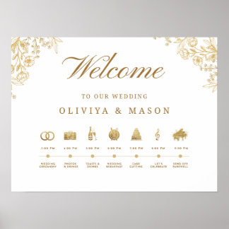 Elegant and Minimal Wedding Order of Events Sign  Poster