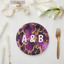 Elegant and modern glamorous gold purple marble