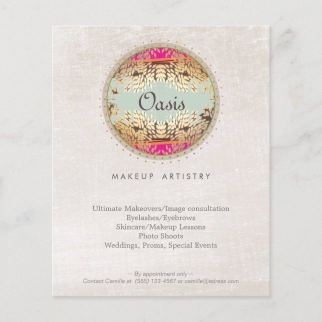Elegant and Ornate Cosmetology Salon and Spa Menu Flyer (Vorne)