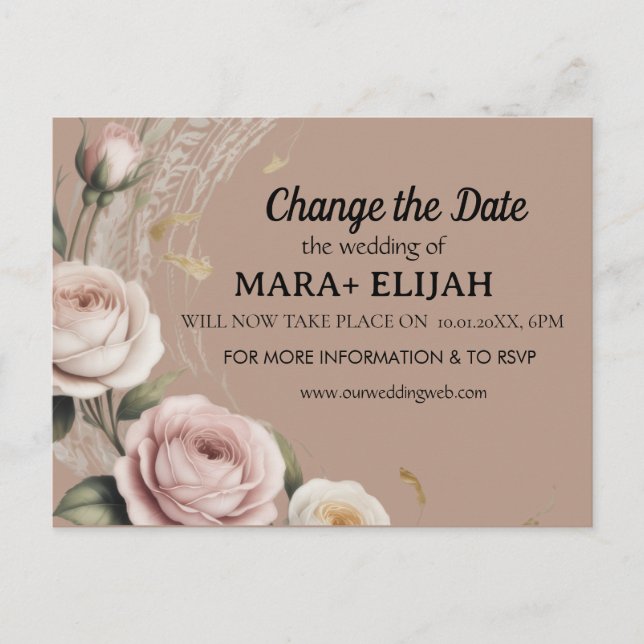Elegant ändern Sie die Date Wedding Card Einladungspostkarte (Vorderseite)