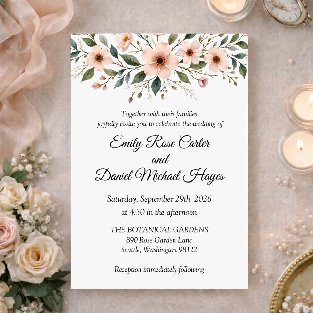 Elegant Anemone Wildflower Botanical Wedding  Einladung (Von Creator hochgeladen)