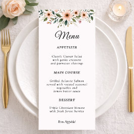 Elegant Anemone Wildflower Botanical Wedding Menu  Menükarte