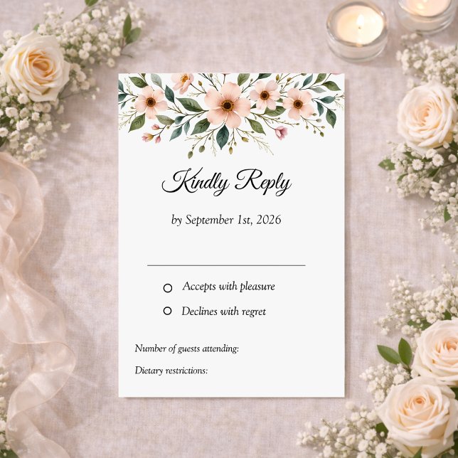 Elegant Anemone Wildflower Botanical Wedding  RSVP Karte (Von Creator hochgeladen)