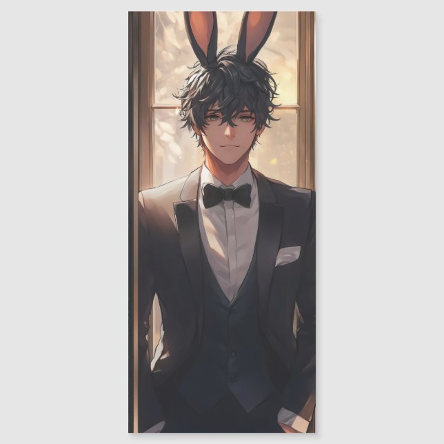 Elegant Anime Rabbit Man Magnetkarte (Vorderseite)