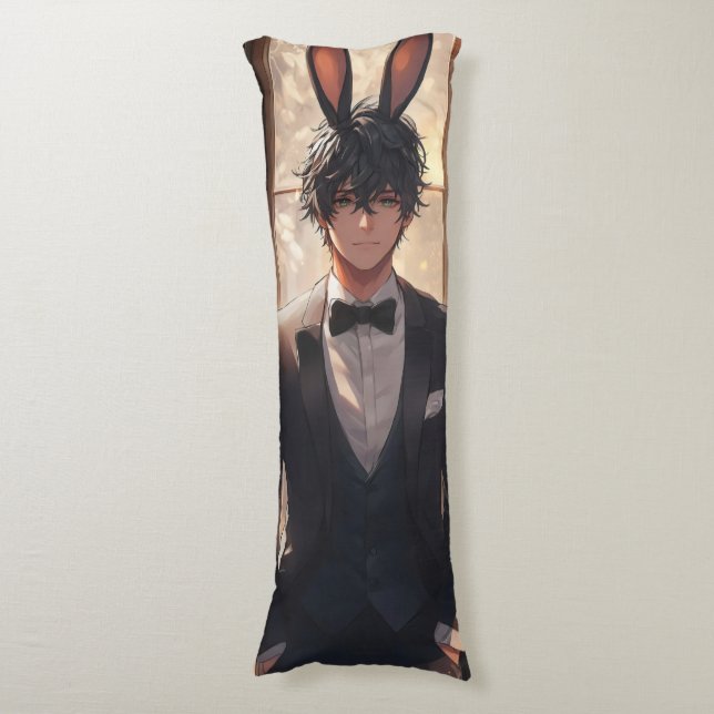 Elegant Anime Rabbit Man Seitenschläferkissen (Vorderseite Vertikal)