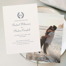 Elegant Ankündigung Datum freihalten Card Navy Blu