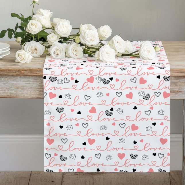 Elegant Anniversary Love Lettering Table Runner Großer Tischläufer (Elegant Anniversary Love Lettering Table Runner)