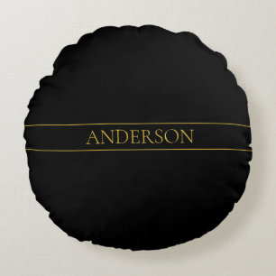 Elegant anpassbarer goldener Text und Linien Rundes Kissen