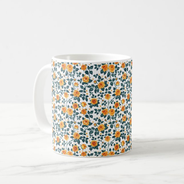 Elegant Anspruchsvolle Chic Romantic Floral Kaffeetasse (Vorderseite Links)