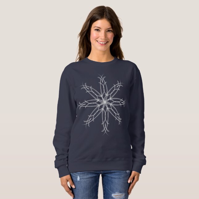 Elegant Anspruchsvolle Weihnachtsschneeflocke - Bl Sweatshirt (Vorne ganz)