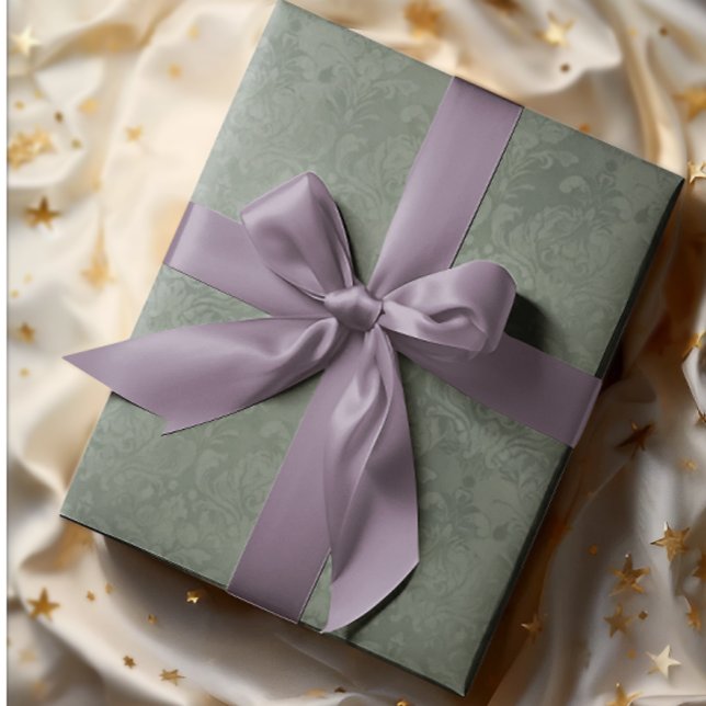 Elegant Antique Damask Dark Silver Pine  Geschenkpapier (Subtle silver pine elegance!)