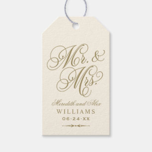 Elegant Antique Gold Mr. und Mrs. Wedding Monogram Geschenkanhänger