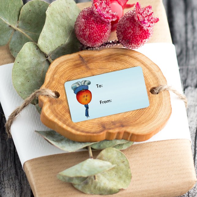 Elegant Apple Head Lady Feather Hat Geschenktag Adressaufkleber (Anthropomorphic lady with red apple head face fancy feathered hat on gift tag label / sticker.)