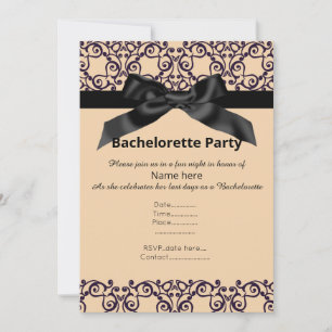 ELEGANT APRICOT BLACK BOW BACHELORETTE INVITE EINLADUNG