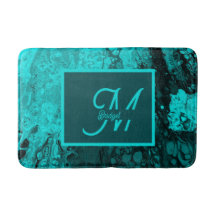 Elegant Aqua Aquamarine fette Script Monogram