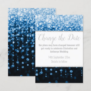 ELEGANT AQUA BLAUE DIAMANT SILBER VERLEGUNGSKARTE RSVP KARTE