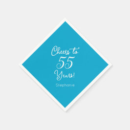 Elegant Aqua Blue Cheers bis 55 Jahre 55. Geburtst Serviette