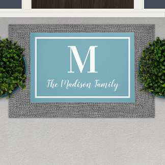 Elegant Aqua Blue Custom Monogram Initial Fußmatte