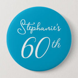 Elegant Aqua Blue Monogram 60. Geburtstagsparty Button