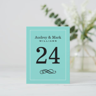 Elegant Aqua Blue Monogram Wedding Tischnummer