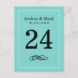 Elegant Aqua Blue Monogram Wedding Tischnummer