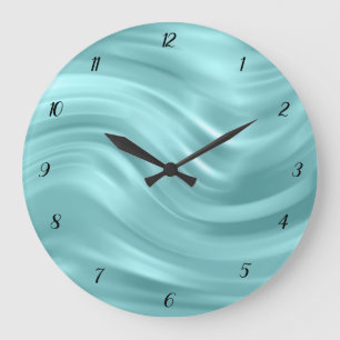 Elegant Aqua Blue Swirl Design Decorative Große Wanduhr