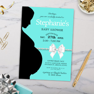 Elegant Aqua Glam Tiffany Theme Baby Shower Einladung
