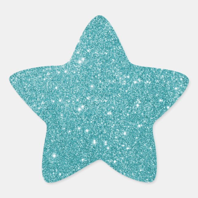 Elegant Aqua Glitzer Star Sticker (Vorderseite)