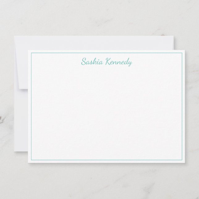 Elegant Aqua Script Border Personalisiert Mitteilungskarte (Vorderseite)