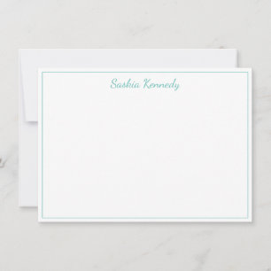 Elegant Aqua Script Border Personalisiert Mitteilungskarte