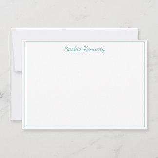 Elegant Aqua Script Border Personalisiert Mitteilungskarte