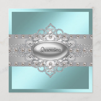 Elegant Aquamarin Blue Quinceanera Einladungen
