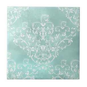 Elegant Aquamarin Damask Tile Fliese