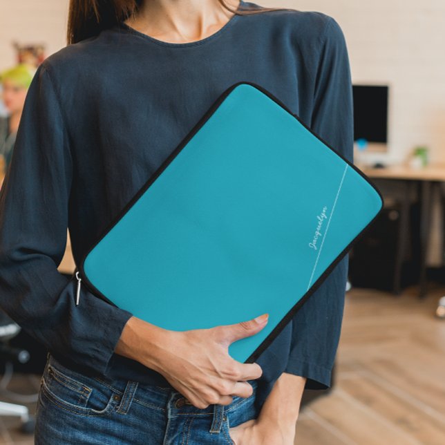 Elegant Aquamarin mit Name Laptop Sleeve (Von Creator hochgeladen)