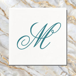 Elegant Aquamarin Monogram Initial Serviette