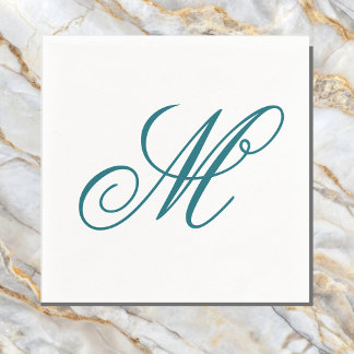 Elegant Aquamarin Monogram Initial Serviette