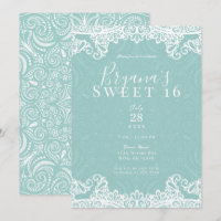 Elegant Aquamarin Türkis White Lace Sweet 16 Party