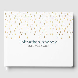 Elegant Aquamarin und Gold Raindrops Bar Mitzvah Gästebuch