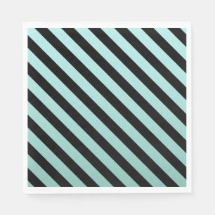 Elegant Aquamarin und schwarz gestreift Serviette