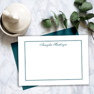 Elegant Aquamarin und weiß Personalisiert Mitteilungskarte