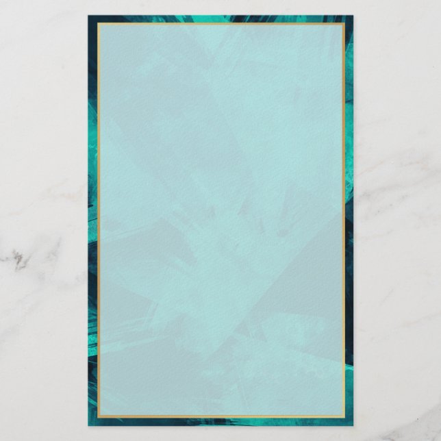 Elegant Aquamarine and Gold Briefpapier (Vorderseite)