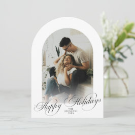 Elegant Arch 1 Photo Merry Christmas Holiday Card Einladung
