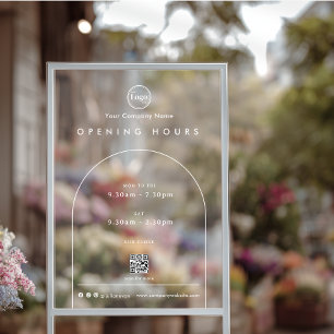 Elegant Arch Company Logo QR-Code Öffnungszeiten Acrylschild