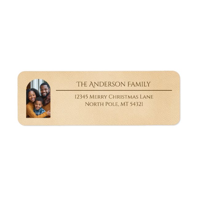 Elegant Arch Family Photo Beige Return Address (Vorne)