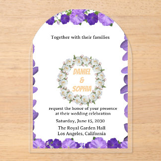 Elegant Arch Floral Wedding Invitation | Acrylic  Acryleinladungen
